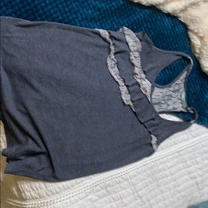 Blue and gray lace tank top